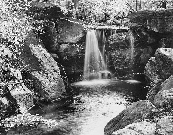 Water Fall in Central Park, New York City, Black and White photograph