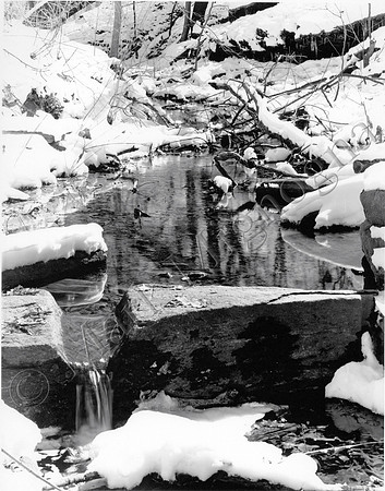 Waterfall with snow and ice, Central Park photograph, New York City